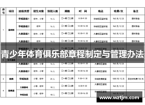 青少年体育俱乐部章程制定与管理办法
